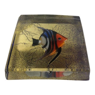 Murano Paperweight With Gold Inclusions For Sale