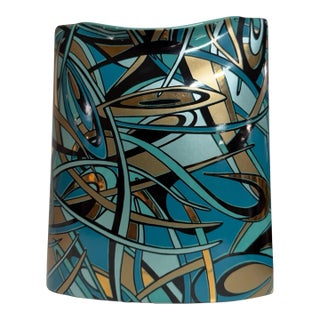 Vintage Steuler Design Memphis Style Turquoise Pillow Vase by Cari Zalloni For Sale