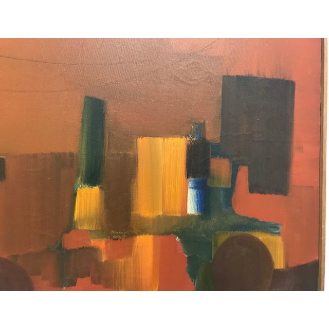 Arnold Weber 1960s Mid Century Cityscape Oil Painting by Arnold Weber For Sale - Image 4 of 5