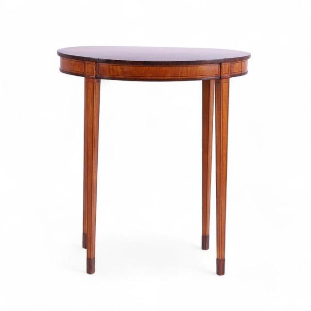 Early 20th Century Pair of Antique English Neoclassic Stands or Tables With Inlaid Chinoiserie For Sale - Image 5 of 12