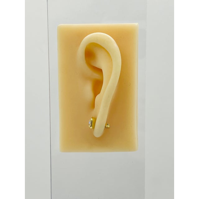 Modern Gia Cushion 1 Carat Each Diamond Bezel Stud Earrings in 18k Yellow Gold, A Pair For Sale - Image 3 of 6