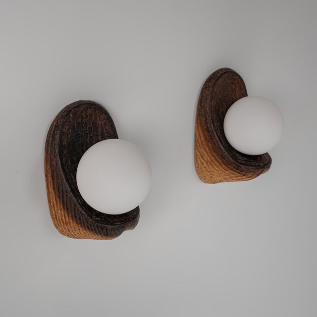 Eartly Ceramic and Opaline Glass Wall Lamp from Doria Leuchten, Germany, 1970s, Set of 2 For Sale - Image 4 of 8