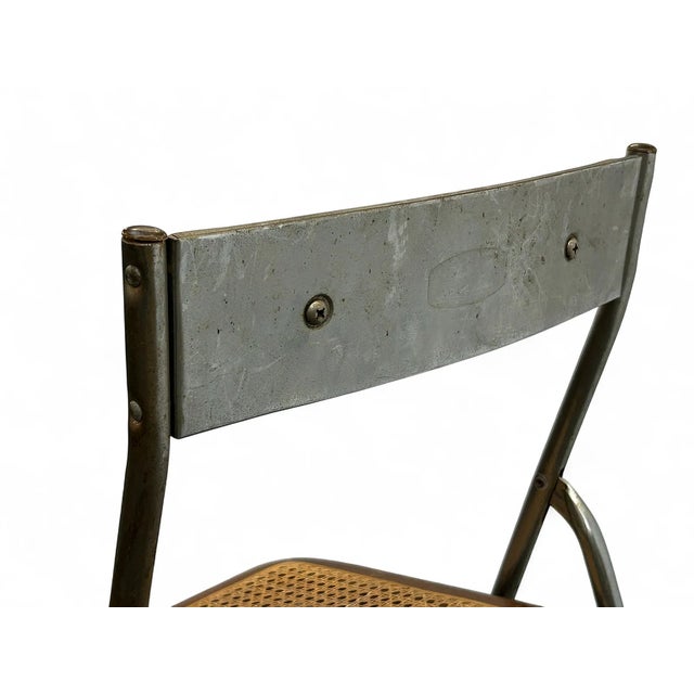 Mid 20th Century Four MCM Industrial Cane Mid Century Folding Chairs For Sale - Image 5 of 10