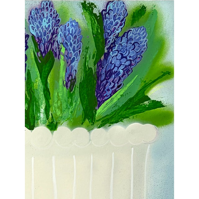 Shabby Chic Blue Hyacinth Flowers No. 1 Contemporay Painitng Susan Havens For Sale - Image 3 of 4