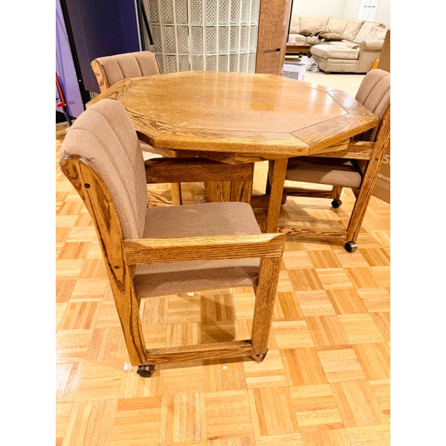 Vintage Hippopotamus Octagonal Oak Game Table For Sale - Image 4 of 7