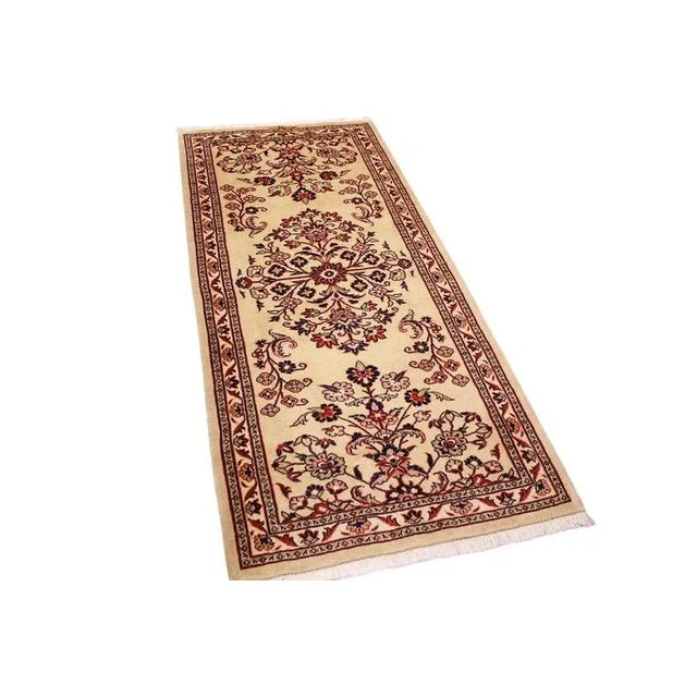 Sarouk Middle Eastern wool rug | Knot density: High-quality workmanship | Pattern: Colorful leaf and flower motifs | Size:...