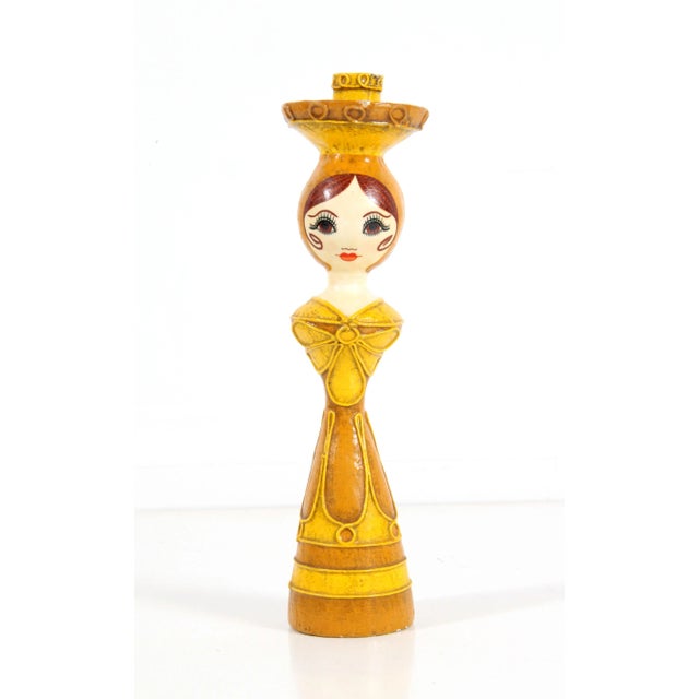 Yellow Vintage 1960's Gemma Taccogna Mexican Paper Mache Candle Stick Holder For Sale - Image 8 of 8