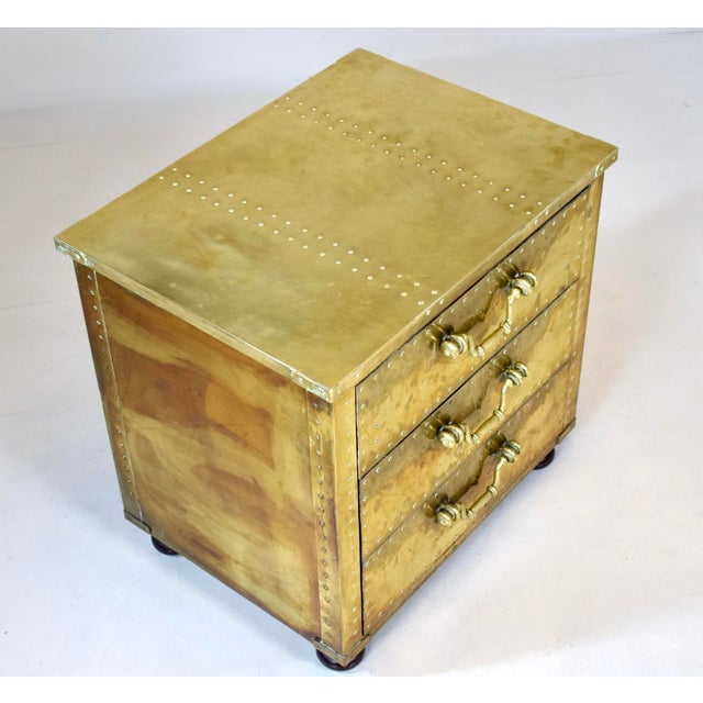 1970s Serried Spain Brass Clad Chest, Nightstand, 1970's For Sale - Image 5 of 14