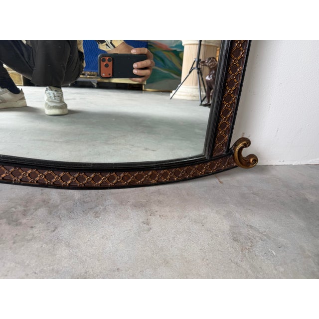 Vintage Palm Beach Chinoiserie Pagoda Overmantel Wall Mirror With Gilt & Black Lacquer Frame Description For Sale - Image 9 of 13