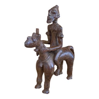 Vintage African Dogon Bronze Horseman 6.75" H For Sale