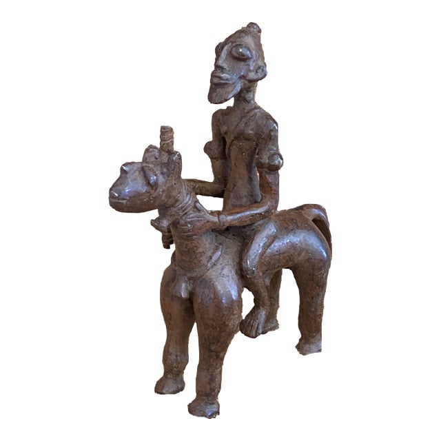 Vintage African Dogon Bronze Horseman 6.75" H For Sale