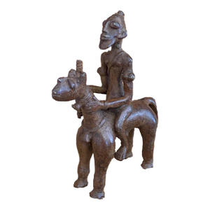 Vintage African Dogon Bronze Horseman 6.75" H