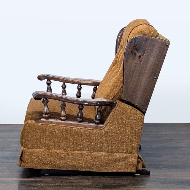 Vintage Mid-Century Platform Rocker Recliner With Wood Spindle Arms For Sale - Image 4 of 9