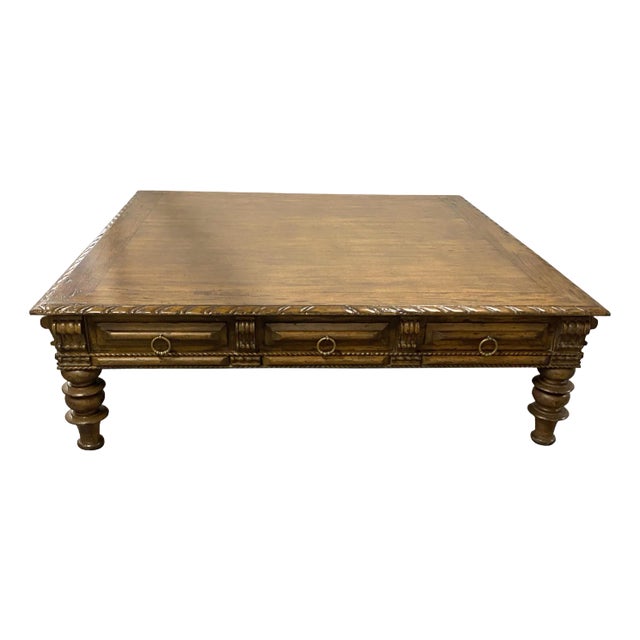Massive Portuguese-Colonial Style Cocktail Table by Alfonso Marina Ebanista For Sale