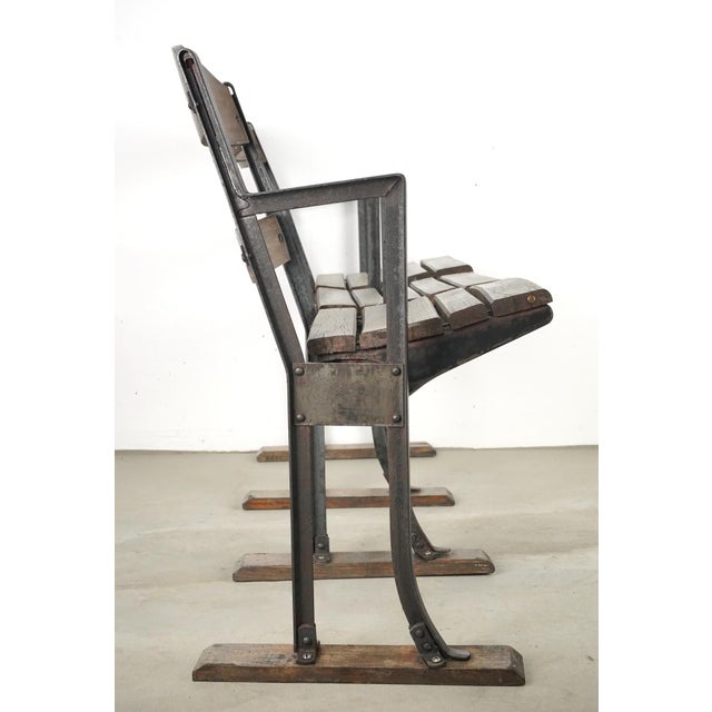 Early 20th Century Reclaimed Three Seater Wooden Folding Stadium Seats For Sale - Image 10 of 16