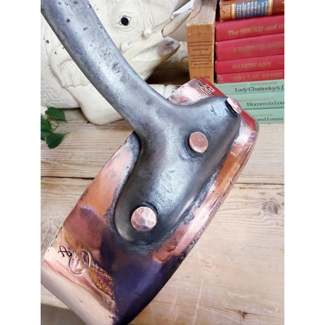 French Antique French Gaillard Copper Pan From CGT French Line Oceanliner For Sale - Image 3 of 9