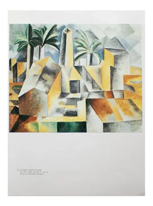 1985 After Pablo Picasso "The Hill a Horta De Ebro", Parisian Cubist Full-Color Print