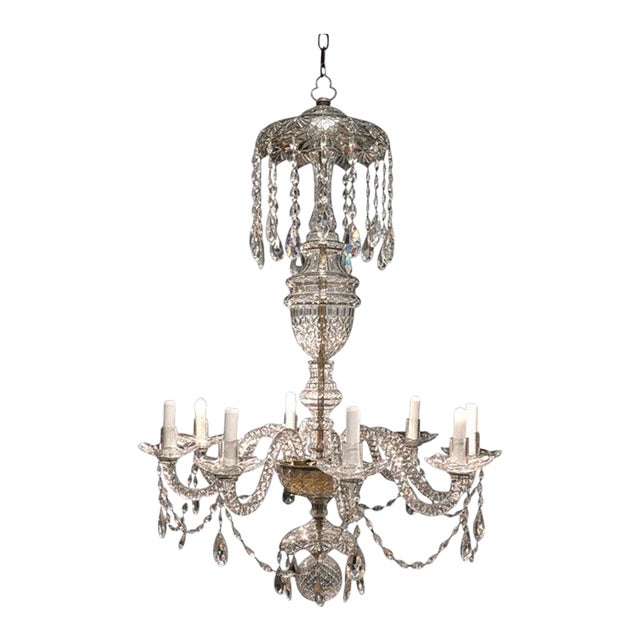 19th Century French Cut Crystal Chandelier 8 Lights For Sale