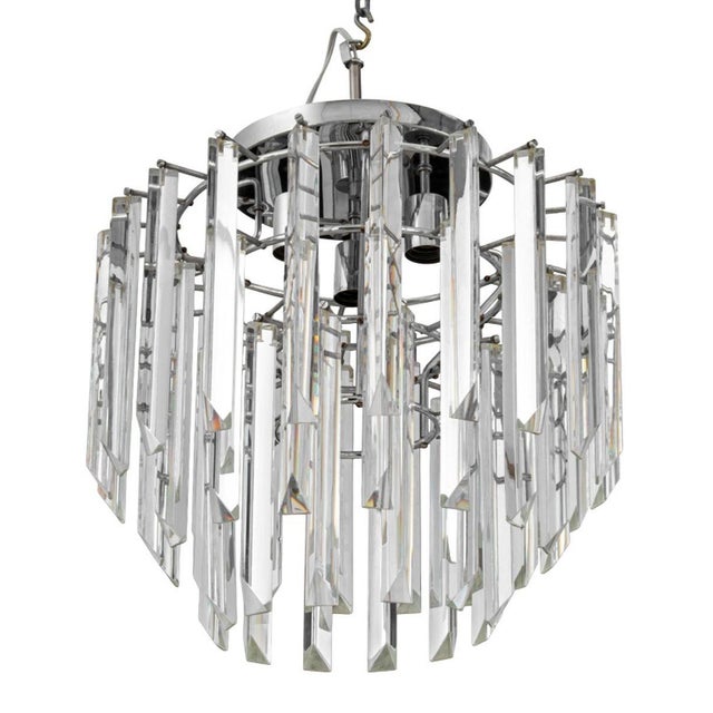 Mid-Century Modern Italian Murano Glass Camer Prism Chandelier For Sale - Image 3 of 4