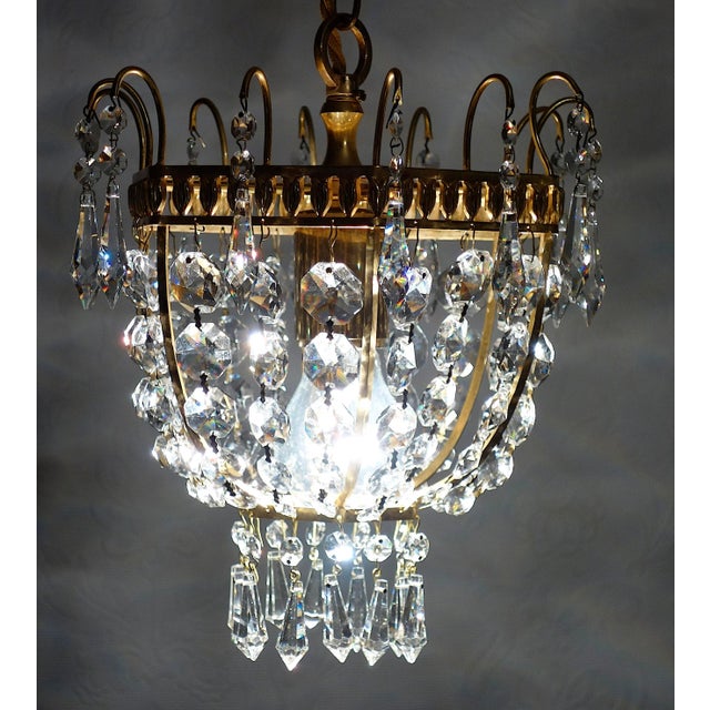 Brass and Lead Crystal Chandelier from Palwa, 1960s For Sale - Image 13 of 14
