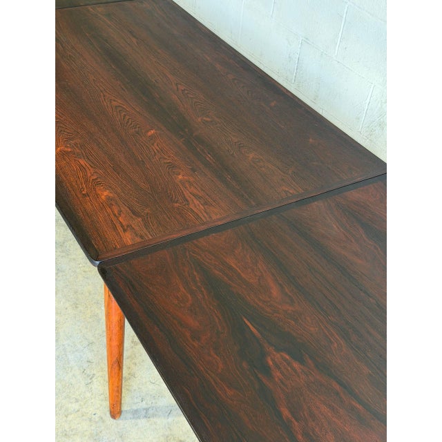 Brown Rosewood Extension Large Wooden Dining Table Denmark Mid-Century Modern 1960s For Sale - Image 8 of 11