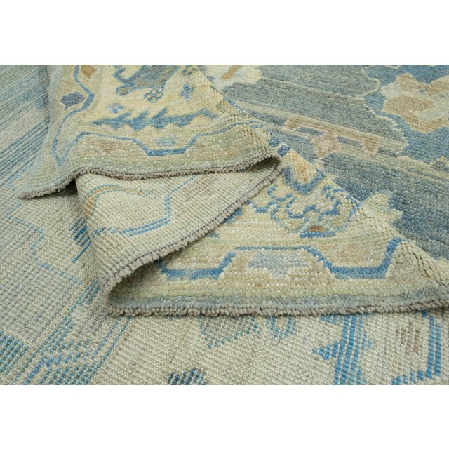 Blue Turkish Oushak Rug 12'6" x 16'10" #18508 For Sale - Image 8 of 8