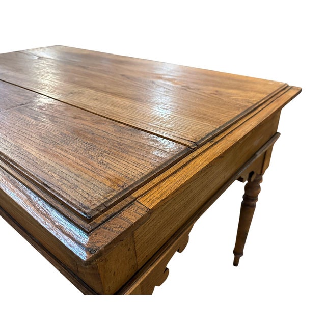 French Elm Wood Writing Desk, Circa 1900-20’s For Sale - Image 10 of 10