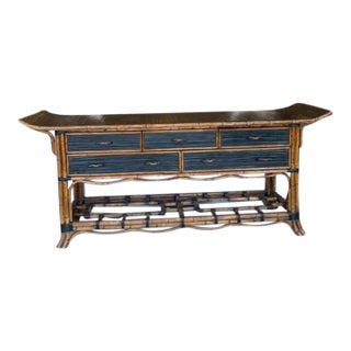 Vintage Chinoiserie Bamboo & Lacquered Sideboard For Sale