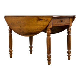 19th Century Country French Provincial Walnut Drop Leaf Table For Sale