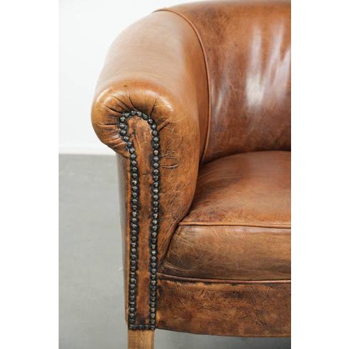 Vintage Club Chair in Sheepskin Leather For Sale - Image 9 of 13