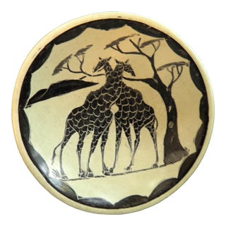 Soapstone Handcrafted Giraffes Dish 6” Kenya Africa For Sale