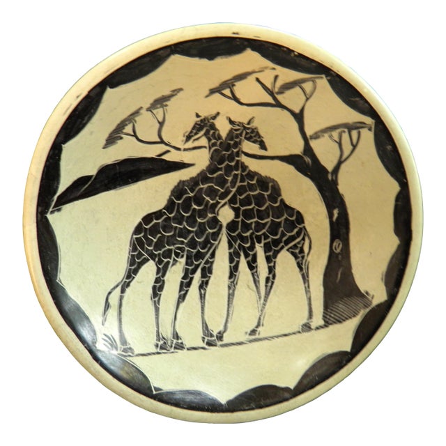 Soapstone Handcrafted Giraffes Dish 6” Kenya Africa For Sale
