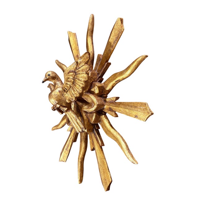 Superb large European Holy spirit / wall art ,This hand-carved wood sculpture is Composed of two pieces, the lovely dove...