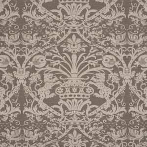 Schumacher Dougal Damask Fabric In Smoke