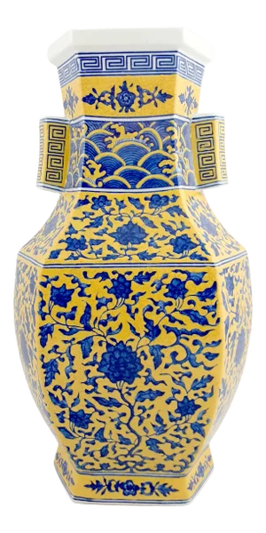 Early 20th Century Chinese Porcelain Six-Sided Floral Hu