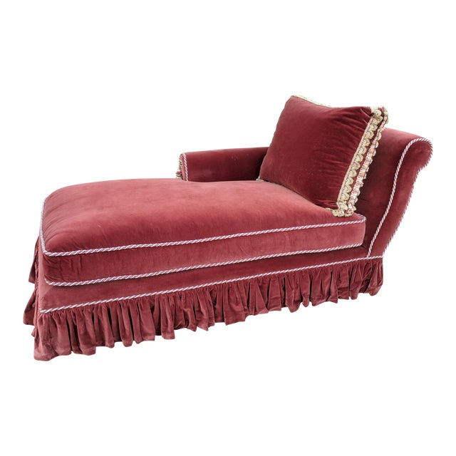 Vintage Burgundy Red Velvet Chaise