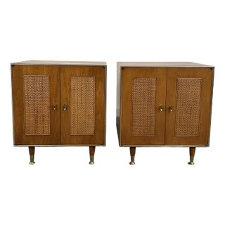 Rway Pair of Nightstands With Caned Doors For Sale