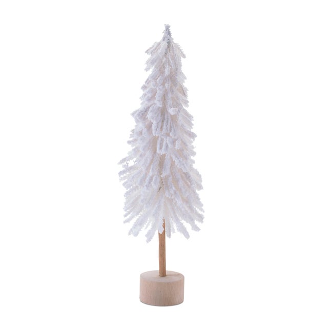Kenneth Ludwig Chicago Flocked Pine Tree Tabletop Décor (Set of 3) For Sale - Image 4 of 6