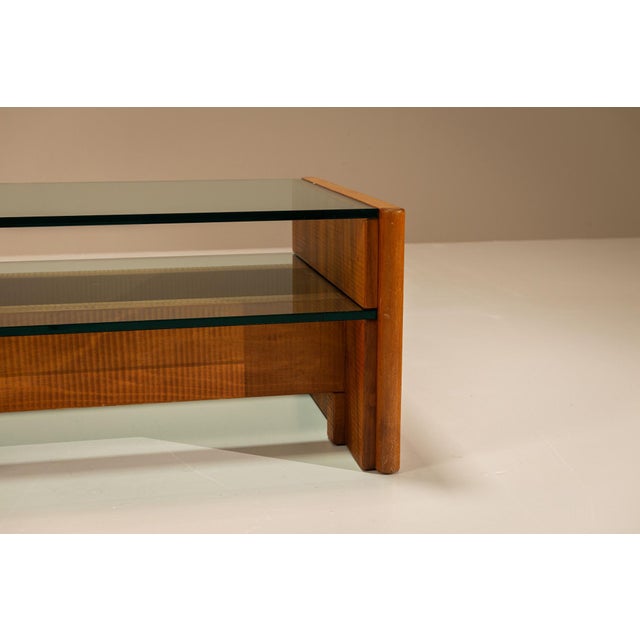 Vintage Coffee Table in Walnut and Glass by Officina Rivadossi, Italy, 1970s For Sale - Image 9 of 11