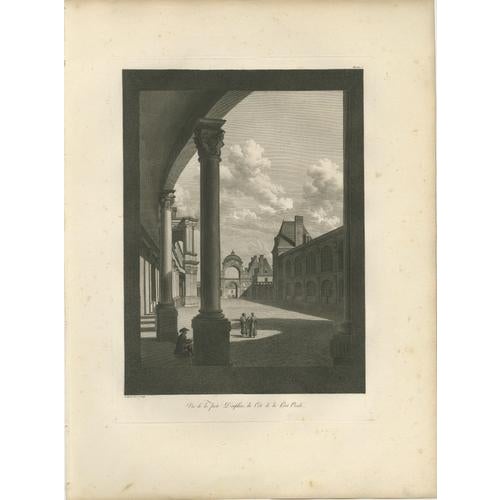 Louis-Pierre Baltard, Antique Fontainebleau Architectural Views Triptych, 1803, Prints, Set of 3 For Sale - Image 4 of 13