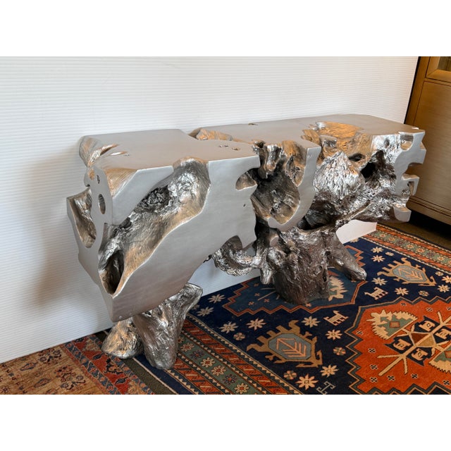 Phillips Collection Freform Console Table, Silver Leaf For Sale In San Francisco - Image 6 of 12