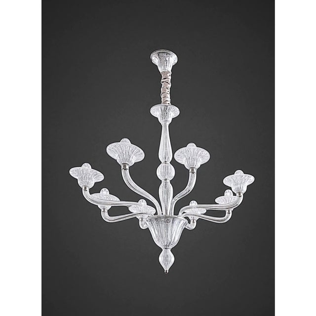 Mid-Century Modern Custom Contemporary Italian 8-Arm Seeded Murano Glass Chandelier With Silver Accents For Sale - Image 3 of 10