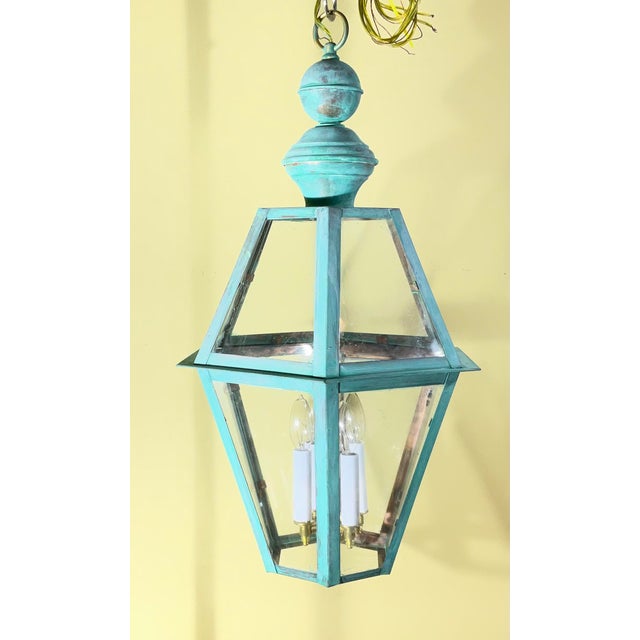 2020s Large Single Solid Copper Hanging Lantern. 27” X 16” For Sale - Image 5 of 15