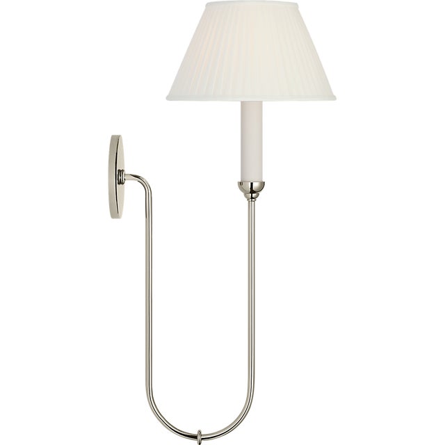 Ingela 24" Single Sconce in Polished Nickel with Silk Pleat Shade Designer: Amber Lewis Finish: Polished Nickel Height:...