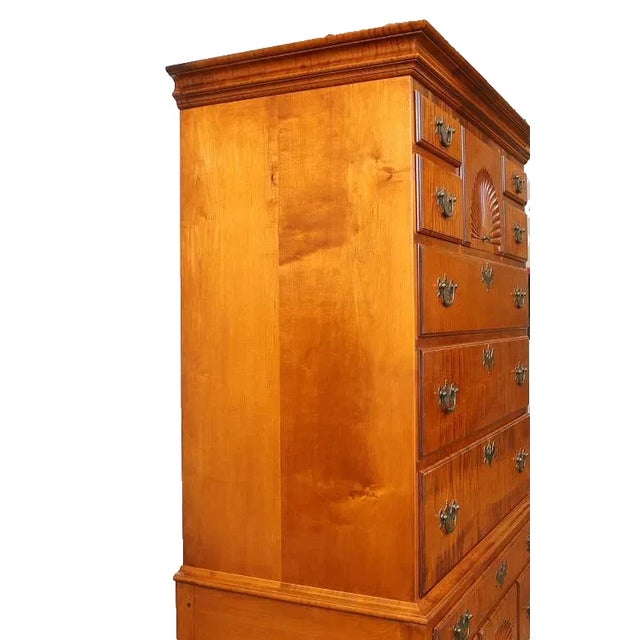 Wood Tiger Maple Highboy Benchmade by David LeFort of Hanover Massachusetts For Sale - Image 7 of 12
