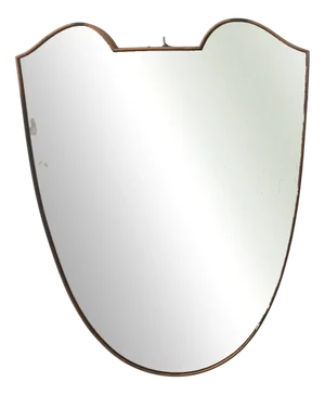 Shield-Shaped Mirror with Brass Frame, 1950s