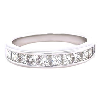18ct White Gold Diamond Half Eternity Ring 1.00ct 3.8g, Size 6.5 For Sale