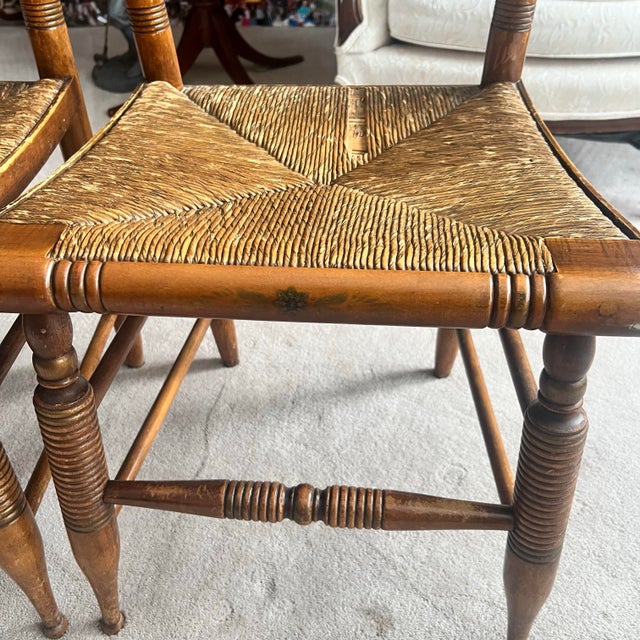 Vintage Hitchcock Rush Seat Chairs - Set of 4 For Sale - Image 10 of 12
