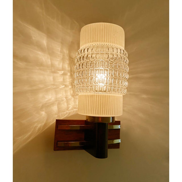 Vintage Scandinavian Teak Glass Sconces, 1960s, Set of 2 For Sale - Image 18 of 18