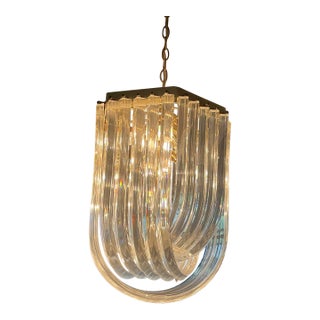 Vintage 1970’s Classic Hollywood Regency Lucite Waterfall Chandeliers Set of 2 For Sale